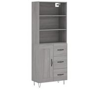 QJBSAVVA Credenza Grigio Sonoma 69.5x34x180 cm in Legno Multistrato | Design versatile a due moduli per il soggiorno, ottimizza lo spazio verticale e offre un vano chiuso con anta capiente.