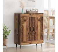 QJBSAVVA Credenza in legno antico 69,5 x 34 x 90 cm, design industriale moderno, legno composito e ferro, 2 ante fino a 60 kg, spazio minimalista per soggiorno, corridoio e cucina