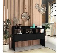 QJBSAVVA Credenza, Madie E Credenze Madia Alta Armadietto Bagno Consolle Ingresso Moderno Adatto per Balcone Ingresso Soggiorno Ufficio Nera 105x30x70 cm in Legno Multistrato