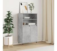 QJBSAVVA Credenza, Madie E Credenze Mobile Multiuso Mobile Camera Da Letto Mobile Piccolo Adatto per Bagno Cucina Ingresso Ufficio Grigio Cemento 60x36x110 cm in Legno Multistrato