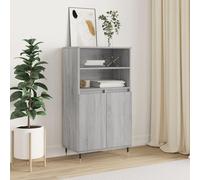 QJBSAVVA Credenza, Madie E Credenze Mobile Multiuso Mobile Camera Da Letto Mobile Piccolo Adatto per Bagno Cucina Ingresso Ufficio Grigio Sonoma 60x36x110 cm in Legno Multistrato