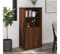 QJBSAVVA Credenza, Mobile Da Ingresso Mobiletto Bagno Basso Vetrinetta Espositiva Mobile Bar Per Casa Adatto per Soggiorno Ufficio Balcone Bagno Rovere Marrone 62x36x121,5 cm in Legno Multistrato