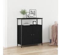 QJBSAVVA Credenza Moderna in Legno Ingegnerizzato Nero con Scaffali Flottanti, Mobile Buffet per Soggiorno e Sala da Pranzo, Dimensioni 69.5x34x90 cm