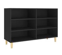QJBSAVVA Credenza nera, 103,5 x 35 x 70 cm, comò con 6 ripiani, libreria scandinava in legno con gambe in legno di eucalipto, moderno, per soggiorno e corridoio