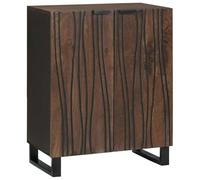 QJBSAVVA Credenza Noce 60x33,5x75 cm in Legno Massello di Mango | Mobile buffet rustico e compatto con 2 ante per organizzare stoviglie e accessori in soggiorno o sala da pranzo.