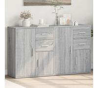 QJBSAVVA Credenza per Cucina e Soggiorno 2 Pezzi Grigio Sonoma Legno Multistrato 60x31x70 cm Design Moderno Spazioso per Casa Ingresso