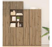 QJBSAVVA Credenza per Cucina e Soggiorno in Legno Ingegnerizzato Marrone 30x42.5x185 cm con 2 Armadi, Mobile Multiuso Salvaspazio Moderno per Sala da Pranzo e Ingresso