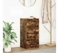 QJBSAVVA Credenza per Cucina Salvaspazio in Legno Multistrato Rovere Fumo 37,5x35x76 cm con 4 Cassetti Mobile Multiuso per Soggiorno Bagno Ingresso
