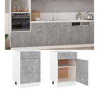 QJBSAVVA Credenza Soggiorno Armadietto da Esterno Mobile per Cucina Mobile Ingresso - Armadio Inferiore Cassetto Grigio Cemento 50x46x81,5Multistrato per Ufficio Soggiorno Camera Da Letto Esterno