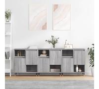 QJBSAVVA Credenze 3 pz, Madie E Credenze Armadietto Bagno Buffet Credenza Consolle Ingresso Moderno Adatto per Soggiorno Balcone Cucina Ufficio Grigio Sonoma in Legno Multistrato