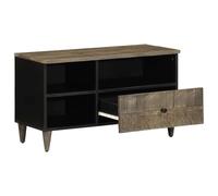 QJBSAVVA Credenze Mobile Sala Madie Moderne Soggiorno Credenza Soggiorno - Mobile Porta TV Nero 80x33x46 cm in Legno Massello di Mango per Ingresso Cucina Soggiorno Camera Da Letto