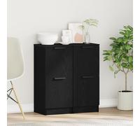 QJBSAVVA Credenze per Soggiorno in Rovere Nero, Dimensioni 30x30x70 cm, Legno Ingegnerizzato, Set di 2 Pezzi, Design Moderno con Linee Pulite per Interni Casa