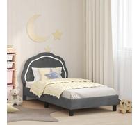 QJBSAVVA Culla in velluto grigio scuro, 80 x 160 cm, con rete a doghe e spazio di archiviazione, testiera, moderna, bassa, per camera da letto e camera dei ragazzi