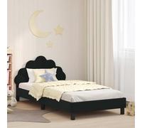 QJBSAVVA Culla in velluto nero, 90 x 190 cm, design moderno con testiera, facile da montare, letto singolo per bambini, ragazzi, camera da letto, camera degli ospiti
