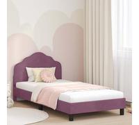 QJBSAVVA Culla in velluto viola, 90 x 190 cm, con rete a doghe, testiera e spazio di archiviazione, moderna e bassa, per piccole camere da letto, appartamenti in città