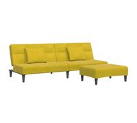 QJBSAVVA Divanetto Camera da Letto Divano Letto Piccolo Divanetto da Giardino Poltrona da Esterno - Divano Letto 2 Posti con Sgabello Giallo in Velluto per Salotto Campeggio Camera Da Letto Giardino