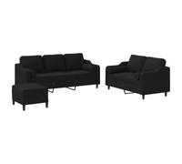 QJBSAVVA Divani Piccoli Divano Letto Piccolo Divano da Giardino da Esterno Divanetti da Giardino - Set Divani 3 pz con Cuscini Nero in Tessuto per Campeggio Salotto Giardino Interno
