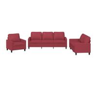 QJBSAVVA Divani Piccoli Poltrona da Lettura Poltrone da Giardino Divano da Giardino da Esterno - Set di Divani 3 pz con Cuscini Rosso Vino in Similpelle per Interno Salotto Giardino Camera Da Letto