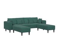 QJBSAVVA Divano 4 Posti in Velluto Verde Scuro con Cuscini 250x77x76 cm | Elegante divano imbottito a quattro posti per soggiorno, con morbido velluto, struttura in compensato e gambe nere.