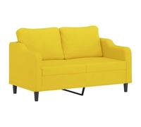 QJBSAVVA Divano a 2 posti, colore giallo chiaro, larghezza della seduta 140 cm, divano imbottito con struttura in metallo, moderno divano in tessuto per soggiorno, ufficio e sala lettura, comodo