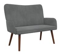 QJBSAVVA Divano a 2 posti, grigio scuro, in velluto, 115 x 61 x 87 cm, moderno divano a due posti con telaio in metallo e gambe in legno, elegante divano per piccoli spazi, soggiorno e camera da letto