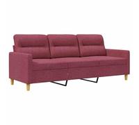 QJBSAVVA Divano a 3 Posti Imbottito in Tessuto Rosso Vino 180 cm | Elegante divano a tre posti con solida struttura in metallo e morbida imbottitura, ideale per il soggiorno moderno.