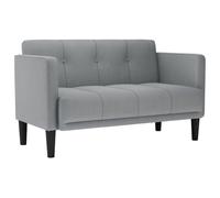 QJBSAVVA Divano a due posti, grigio chiaro, 124 cm, in tessuto, con braccioli in compensato, design moderno, per soggiorno, ufficio, angolo lettura, portata 110 kg per sedile, colore grigio chiaro