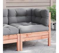 QJBSAVVA Divano angolare da giardino 63 × 63 cm Douglasie non trattato con cuscino grigio, divano lounge modulare per balcone, terrazza e patio