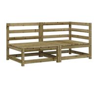 QJBSAVVA Divano da giardino a 2 posti in legno di pino impregnato, set modulare per esterni, per giardino, terrazza e balcone, divano lounge in legno massiccio con schienale, 140 x 70 x 67 cm