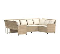 QJBSAVVA Divano da giardino con cuscini, set lounge in polyrattan, grande divano angolare modulare per giardino e terrazza, beige e bianco crema, 288 x 181 x 87,5 cm