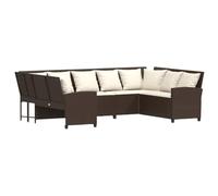 QJBSAVVA Divano da giardino con cuscino, modulare in polyrattan, resistente alle intemperie, per giardino, terrazza e balcone, 288 x 181 x 87,5 cm