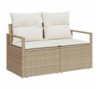 QJBSAVVA Divano da giardino in polyrattan a 2 posti, per esterni, con seduta e cuscino per lo schienale, design modulare, set di mobili da giardino per terrazza, balcone e giardino, 120 x 62 x 69 cm