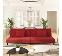 QJBSAVVA Divano letto a 2 posti, in velluto rosso vinaccia, allungabile, con 2 cuscini, comodo divano letto per soggiorno, camera degli ospiti e piccoli spazi