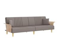 QJBSAVVA Divano letto con braccioli, in tessuto tortora, con funzione letto, 3 posti, per camera degli ospiti, soggiorno, divano pieghevole con 2 cuscini, 224 x 89 x 70 cm