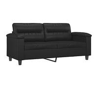 QJBSAVVA Divano Salotto Poltrona Relax Divani Piccoli Divano Per Esterno - Divano a 2 Posti Nero 140 cm in Similpelle per Sala Di Attesa Sala Studio Camera Da Letto