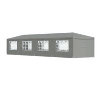 QJBSAVVA Gazebo pieghevole per feste, 3 x 12 m, grigio chiaro, con 8 pannelli laterali e 2 porte con cerniera, tenda da giardino per eventi, matrimoni, 1200 x 300 x 255 cm