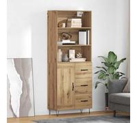 QJBSAVVA Highboard 2 pezzi rovere Artisan 180 cm altezza credenza con 3 cassetti e 1 porta forcine industriali in legno, design moderno per soggiorno, sala da pranzo, ufficio