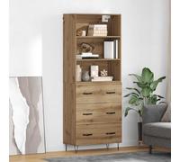 QJBSAVVA Highboard Artisan, 69,5 x 32,5 x 180 cm, moderna credenza con 3 cassetti, robusto materiale in legno, spazio per livingroom, corridoio, casa, ufficio
