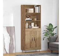 QJBSAVVA Highboard Artisan, credenza 69,5 x 32,5 x 180 cm, in legno con 2 ante e forcine per sala da pranzo e soggiorno, stile industriale
