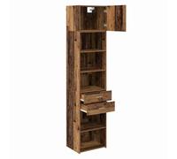 QJBSAVVA Highboard Sospeso Legno Vecchio 50x42,5x225 cm 2 Pezzi | Credenza a parete salvaspazio con cassetto e 1 anta, ideale per organizzare al meglio il tuo soggiorno moderno.