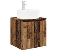QJBSAVVA Lavabo da parete con lavabo, effetto legno anticato, 49,5 x 44,5 x 65 cm, mobiletto sottolavabo con ante basculanti, per piccoli bagni e WC degli ospiti, moderno set di mobili da bagno in