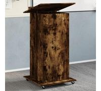 QJBSAVVA Leggio Scrivania Portatile con Ruote Bloccabili Cassetto e Ripiano Inclinabile Rovere Fumo 55x55x107cm Multistrato per Ufficio Studio e Presentazioni