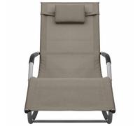 QJBSAVVA Lettino Prendisole da Giardino in Textilene e Acciaio Tortora | Sdraio ergonomica per giardino e terrazzo con tasca laterale rimovibile per riporre piccoli oggetti durante il relax.