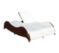 QJBSAVVA Lettino Prendisole Doppio in Rattan PE con Cuscino Giardino | Design a due posti con schienale regolabile e morbida imbottitura per momenti di relax in patio, giardino o terrazzo.