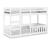 QJBSAVVA Letto a castello in pino massello bianco 195,5 x 80,5 x 124 cm con rete a doghe e scaletta salvaspazio letto doppio a castello per bambini camera ragazzi e camera degli ospiti