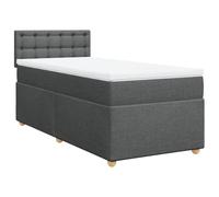 QJBSAVVA Letto a molle, 100 x 200 cm, con materasso a molle insacchettate e topper, letto in tessuto grigio scuro con testiera, comodo letto imbottito, completo per camera da letto e camera degli