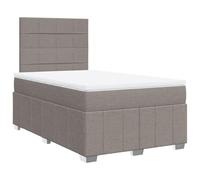 QJBSAVVA Letto a molle, 120 x 190 cm, con materasso e topper, letto imbottito, colore tortora, set completo con materasso a molle insacchettate e testiera, letto alla francese in tessuto, per camera