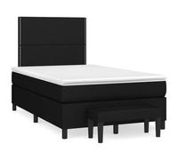 QJBSAVVA Letto a molle, 120 x 190 cm, nero, con materasso e panchina, testiera regolabile in altezza, robusto, design singolo, per camera da letto, camera dei ragazzi