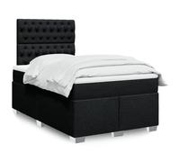 QJBSAVVA Letto a molle 120 x 200 cm, nero con materasso a molle insacchettate, 20 cm, 5 cm, testiera regolabile, rete a doghe