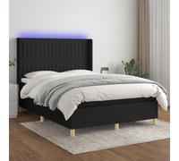 QJBSAVVA Letto a molle, 140 x 200 cm, con testiera LED, colore nero, regolabile, materasso a molle insacchettate e topper, design moderno, rivestimento in tessuto per camera da letto e camera dei